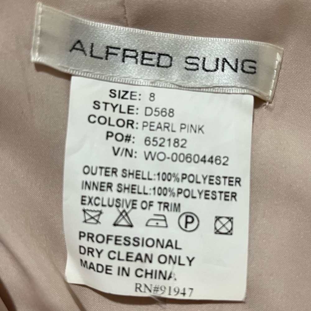 Alfred Sung Pearl Pink Cocktail Dress Homecoming Prom Wedding Formal, Size 8 - Picture 8 of 8
